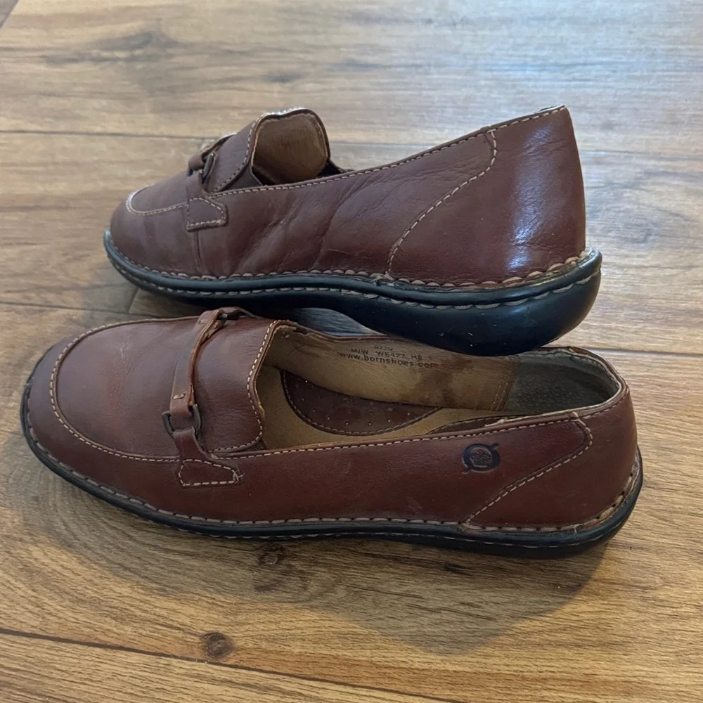 Born Men's Rich Brown Leather Slip-Ons